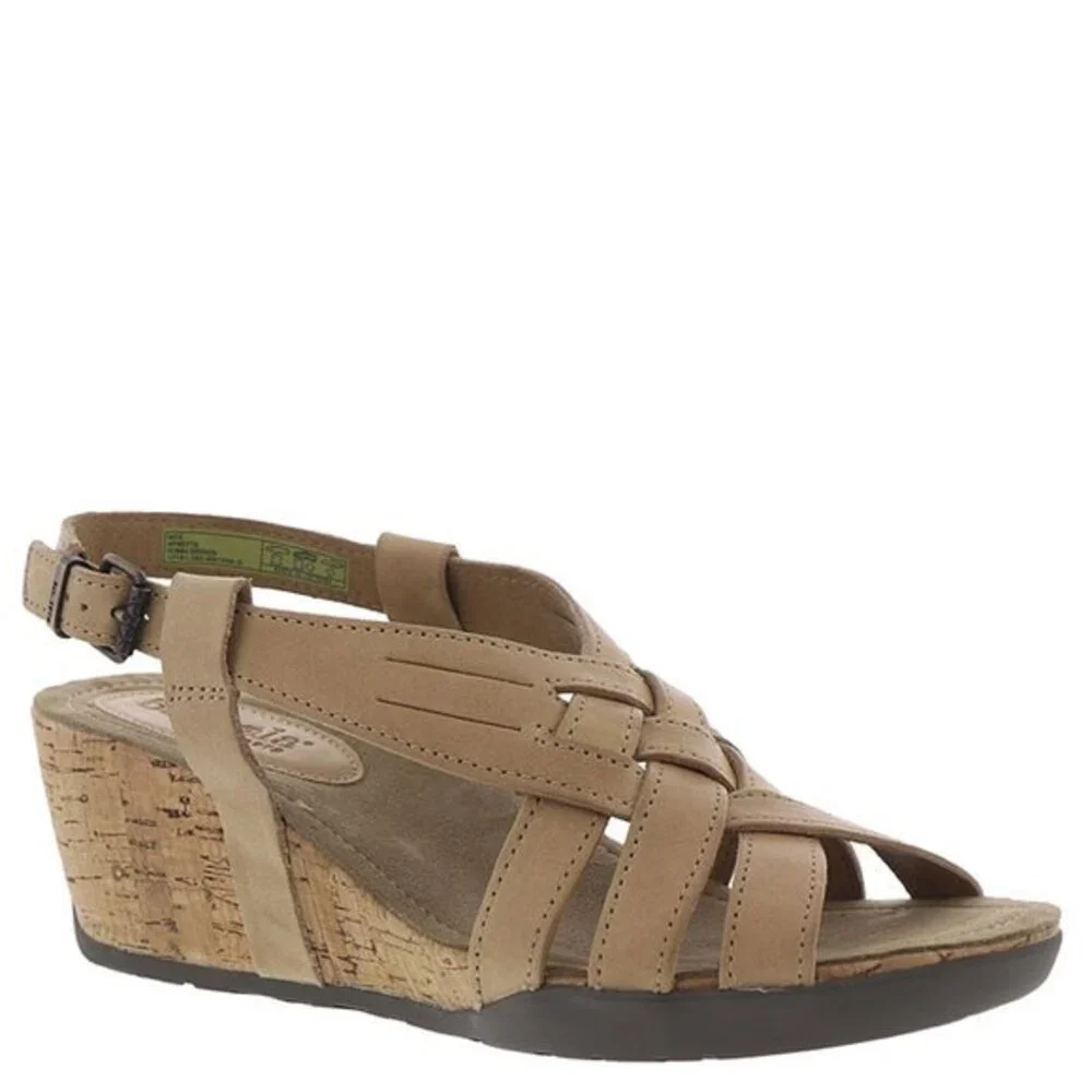 Bussola Nynette Wedge Heel Cross Strap Sandals Sz 9.5 NWB